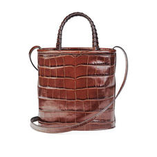 Bucket Bag in Deep Shine Brown Soft Croc