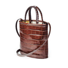 Bucket Bag in Deep Shine Brown Soft Croc