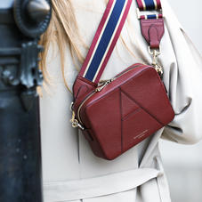 Camera 'A' Bag in Evergreen Small Grain Pebble with Webbing Strap