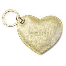 Heart Key Ring in Gold Saffiano