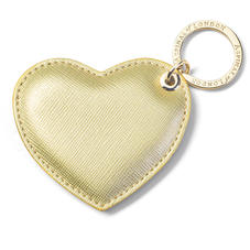 Heart Key Ring in Gold Saffiano