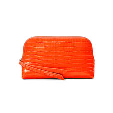 Small Essential Cosmetic Case in Deep Shine Orange Small Croc