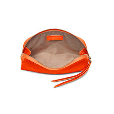 Small Essential Cosmetic Case in Deep Shine Orange Small Croc