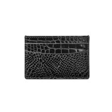 Slim Credit Card Holder in Black Patent Croc