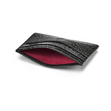 Slim Credit Card Holder in Black Patent Croc
