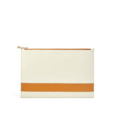 Large Essential Flat Pouch in Smooth Ivory & Mustard