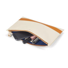 Large Essential Flat Pouch in Smooth Ivory & Mustard