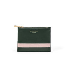 Small Essential Flat Pouch in Smooth Evergreen & Peony