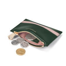 Small Essential Flat Pouch in Smooth Evergreen & Peony