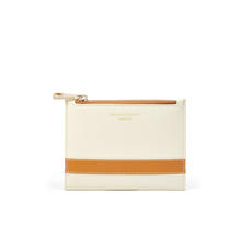 Small Essential Flat Pouch in Smooth Ivory & Mustard