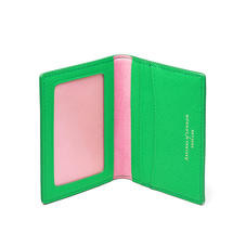 ID & Travel Card Holder in Bright Green Saffiano