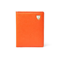 ID & Travel Card Holder in Bright Orange Saffiano