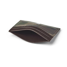 Slim Credit Card Holder in Camouflage Print with Dark Brown Trim