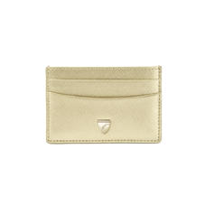 Slim Credit Card Holder in Gold Saffiano