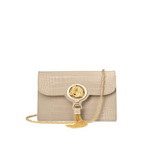 Equestrian Ava Bag in Soft Taupe Patent Croc