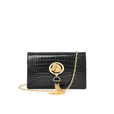Equestrian Ava Bag in Black Patent Croc