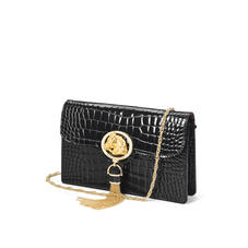 Equestrian Ava Bag in Black Patent Croc