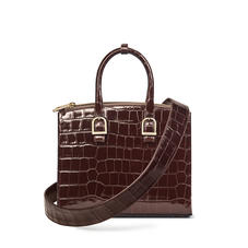 Midi Madison Tote in Deep Shine Amazon Brown Croc