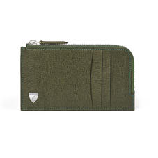 Vertical Zipped Wallet in Sage Saffiano & Smooth Sage