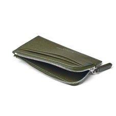 Vertical Zipped Wallet in Sage Saffiano & Smooth Sage