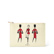 Guard Girls Large Essential Flat Pouch in Ivory Saffiano