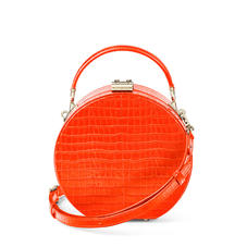 Hat Box in Deep Shine Orange Small Croc