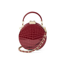 Micro Hat Box in Bordeaux Patent Croc