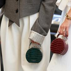 Micro Hat Box in Bordeaux Patent Croc