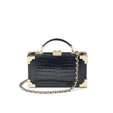 Trinket Box in Black Patent Croc