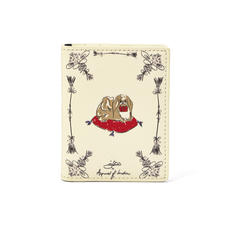 Pekingese Dog ID & Travel Card Case in Ivory Saffiano