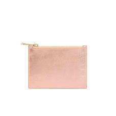 Small Essential Flat Pouch in Rose Gold Metallic