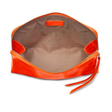 Large Essential Cosmetic Case in Deep Shine Orange Small Croc