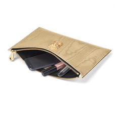 Lion Large Essential Flat Pouch in Gold Moire Print