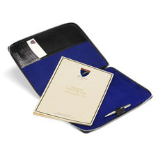 Executive A4 Zipped Padfolio in Smooth Black & Cobalt Suede