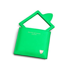 Compact Mirror in Bright Green Saffiano