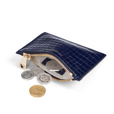 Small Essential Flat Pouch in Deep Shine Midnight Blue Small Croc