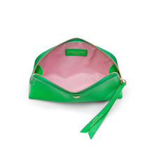 Small Essential Cosmetic Case in Bright Green Saffiano