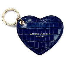 Heart Key Ring in Deep Shine Midnight Blue Small Croc