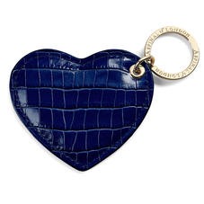 Heart Key Ring in Deep Shine Midnight Blue Small Croc
