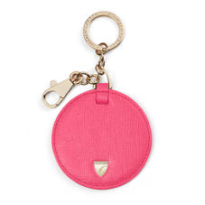 Disc Keyring in Bright Pink Saffiano