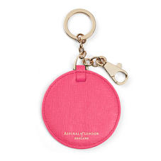 Disc Keyring in Bright Pink Saffiano