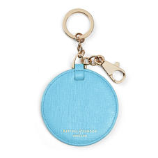Disc Keyring in Bright Blue Saffiano
