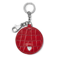 Disc Keyring in Deep Shine Red Small Croc