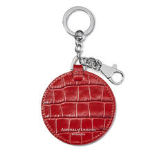 Disc Keyring in Deep Shine Red Small Croc