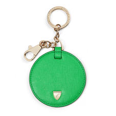 Disc Keyring in Bright Green Saffiano