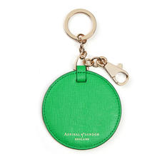 Disc Keyring in Bright Green Saffiano