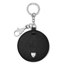 Disc Keyring in Black Saffiano
