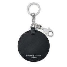 Disc Keyring in Black Saffiano