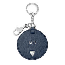 Disc Keyring in Navy Saffiano