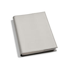 A5 Refillable Leather Journal in Light Grey Saffiano
